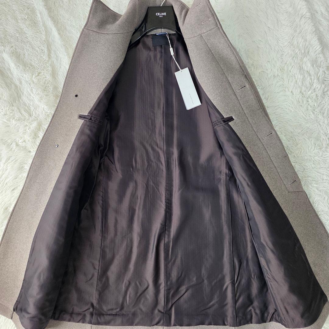 【定価11万/未使用】ジュンハシモト カシミヤ混 スタンドカラーコート グレー系