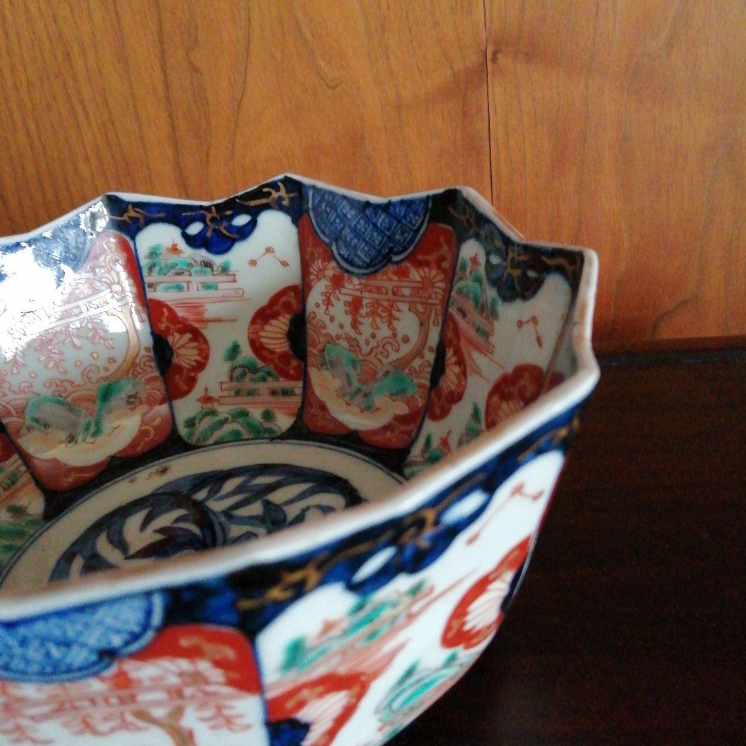 古伊万里　色絵金彩十角鉢　20cm　江戸時代文化文政期