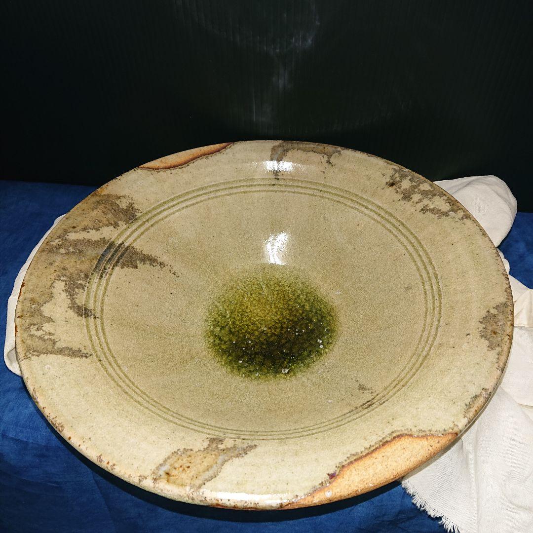 古織部焼、灰釈深鉢、花器、