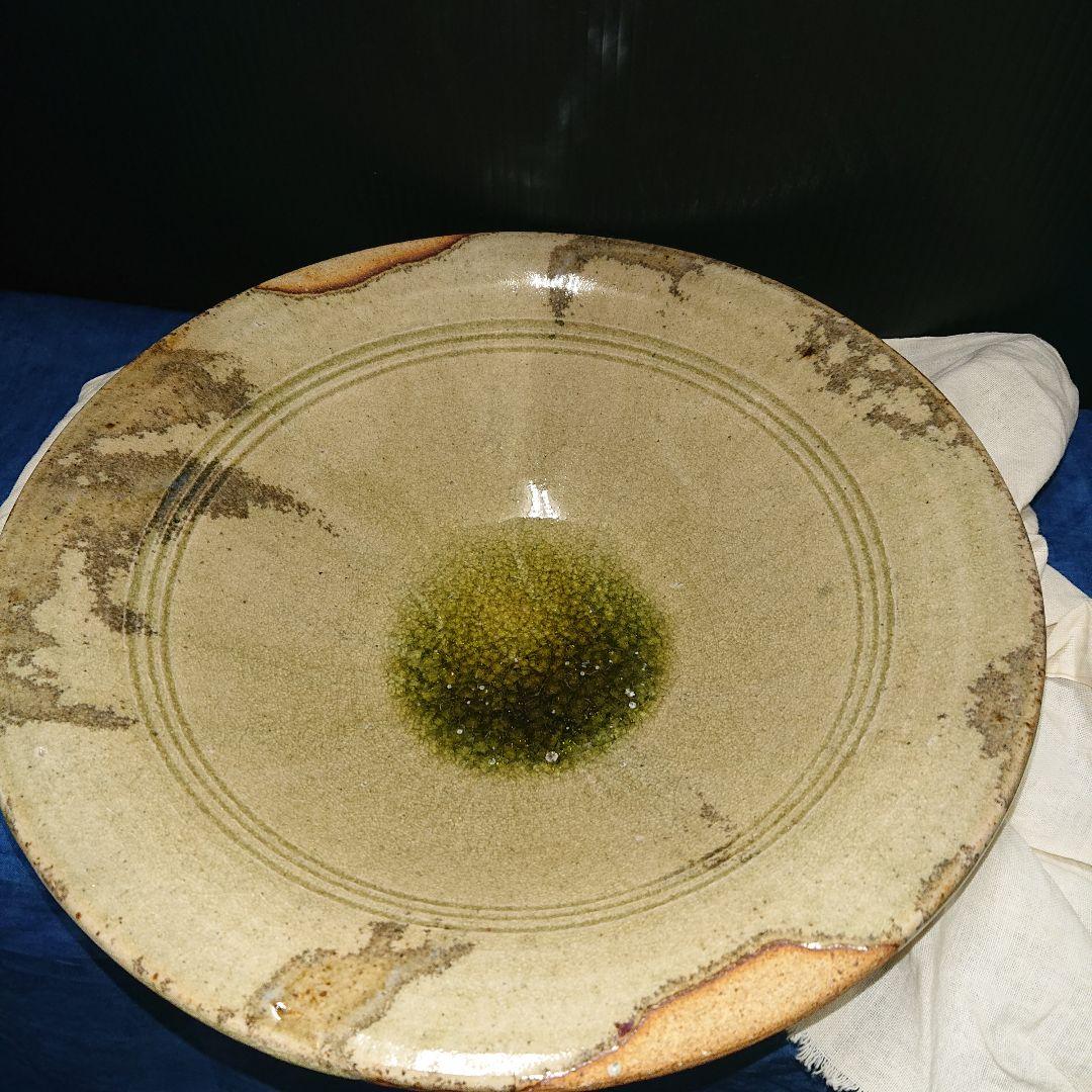 古織部焼、灰釈深鉢、花器、