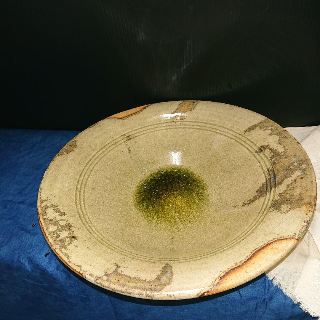 古織部焼、灰釈深鉢、花器、