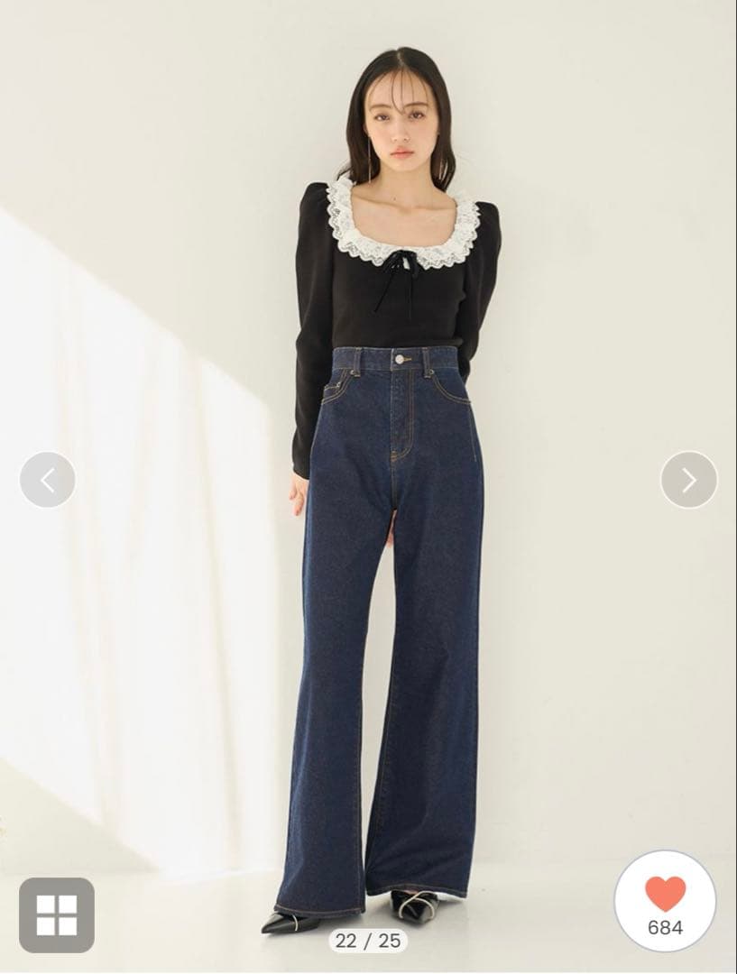 【新品未使用】SNIDEL フリルネックニットプルオーバー