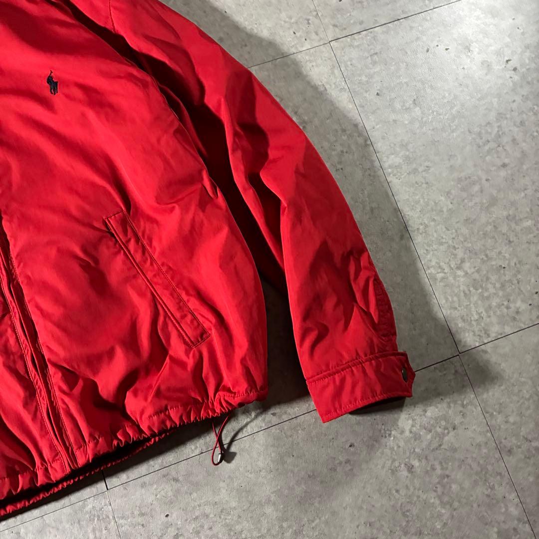 00s POLOラルフローレン中綿ウォームアップジャケットドローコード短丈赤