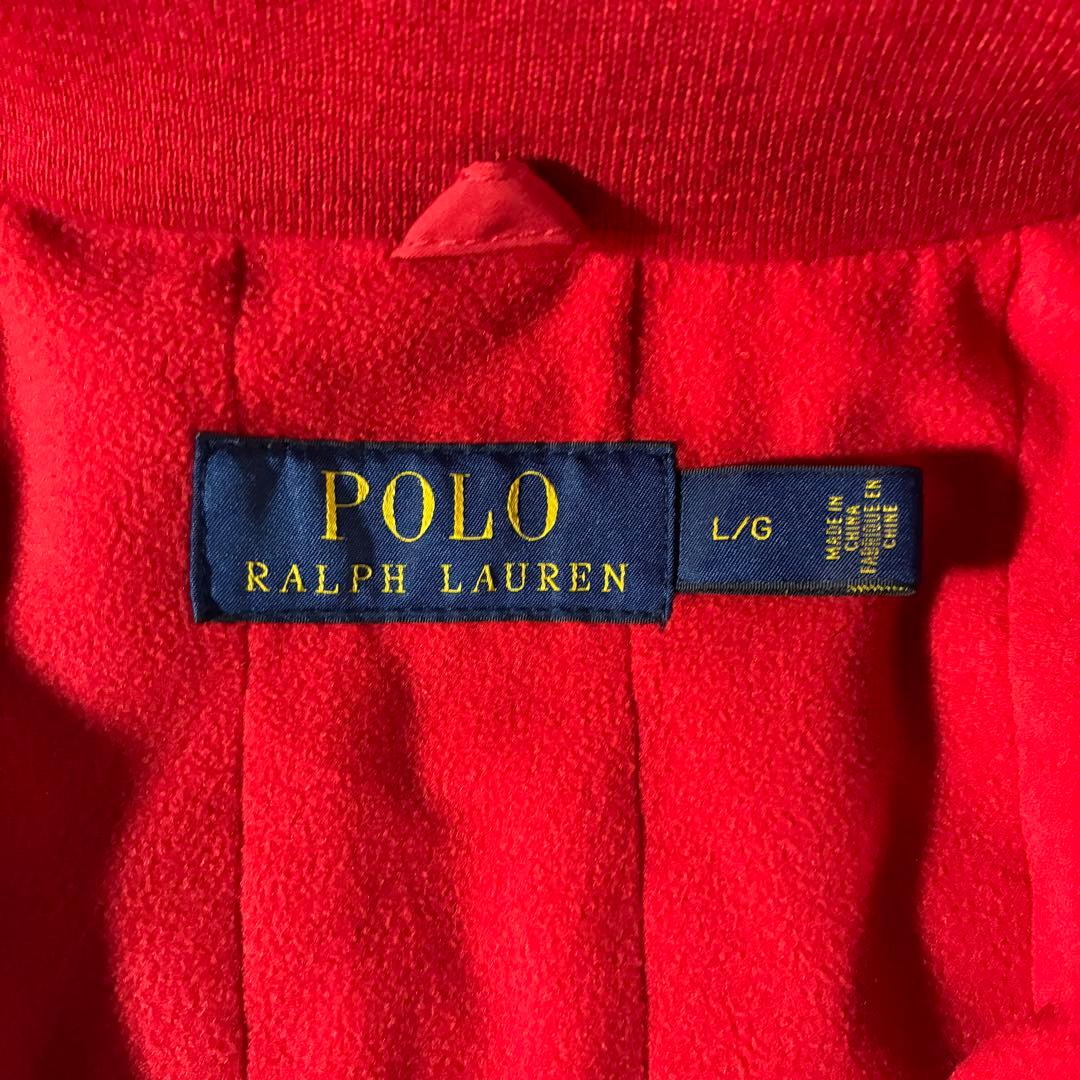 00s POLOラルフローレン中綿ウォームアップジャケットドローコード短丈赤