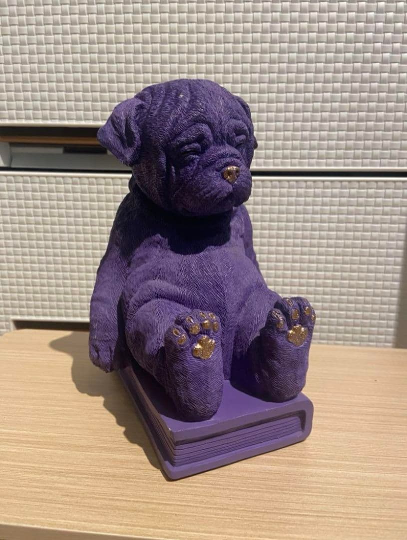 【廃盤品】紫色のブルドッグの置物 ブックエンド
