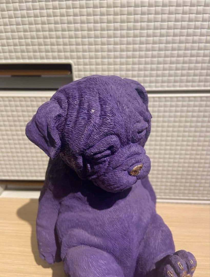 【廃盤品】紫色のブルドッグの置物 ブックエンド