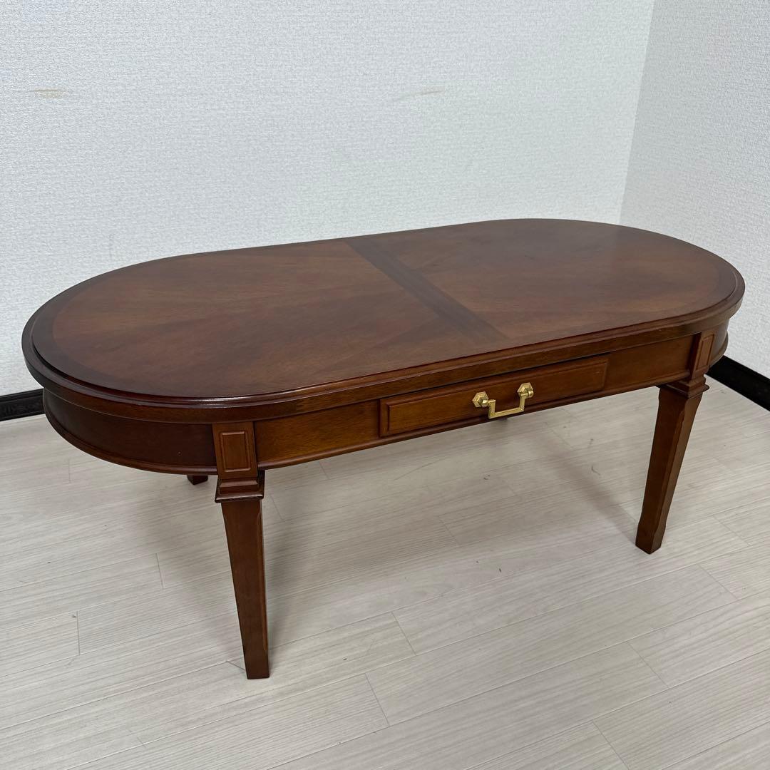 マルニ木工 地中海 センターテーブル 楕円形 引き出し付き i1※