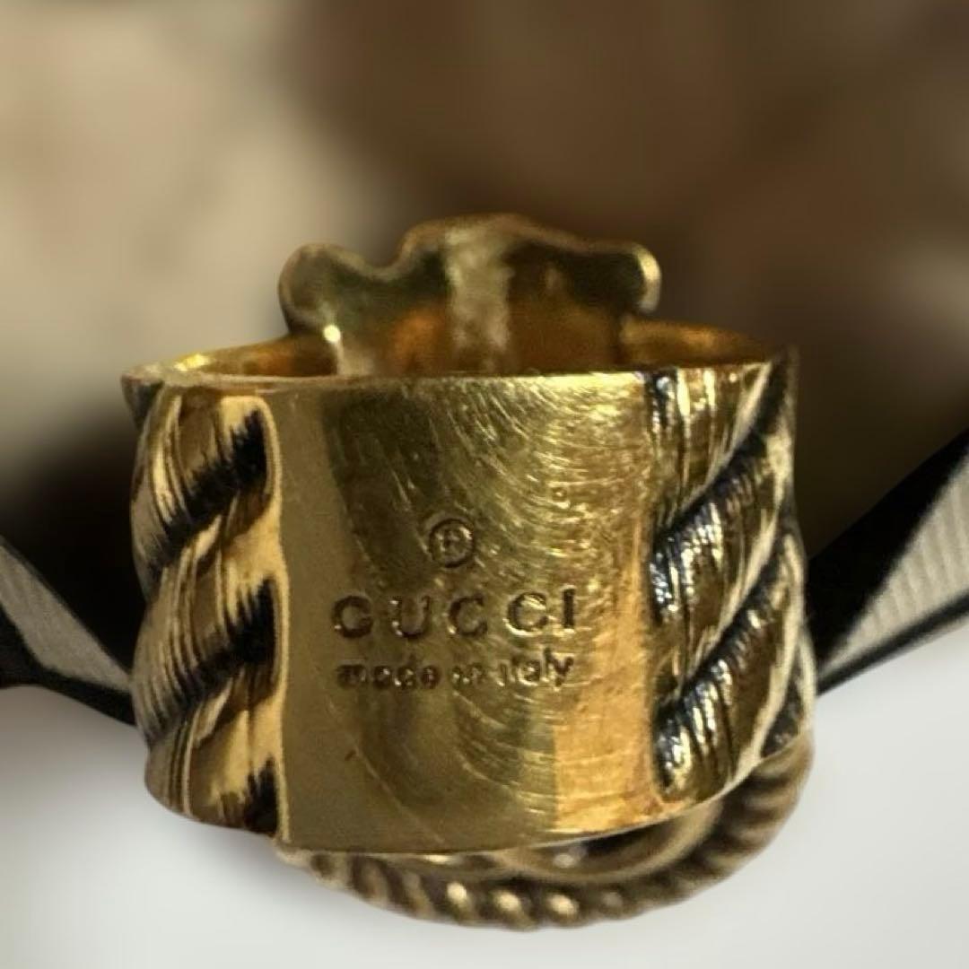 GUCCIライオンロゴ付きリング