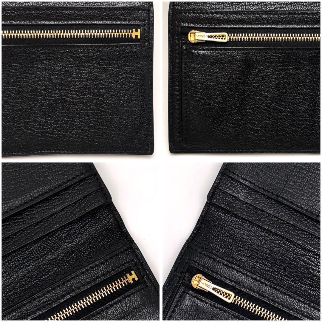 HERMES エルメス べアン スフレ 黒 ブラック ゴールド金具 長財布