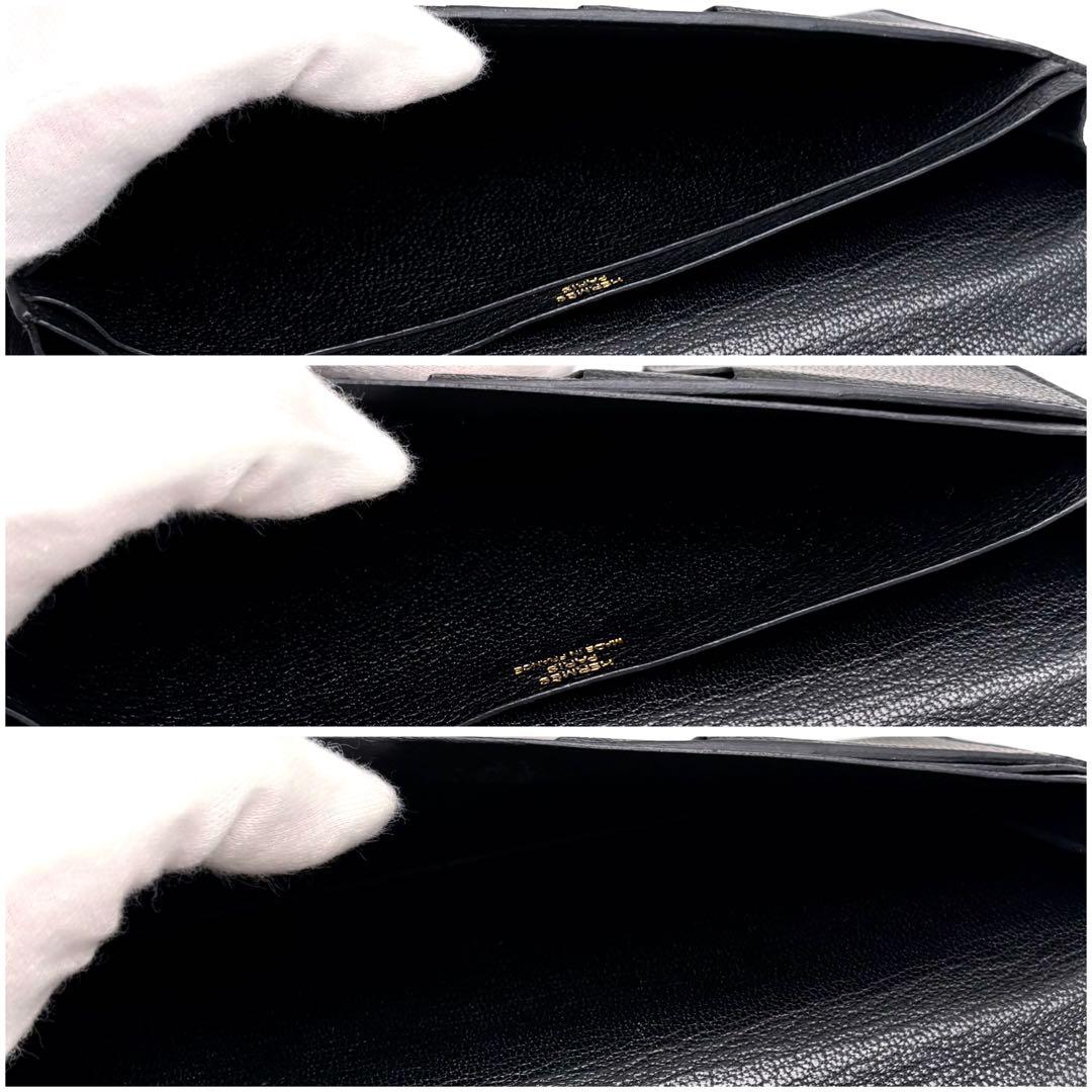 HERMES エルメス べアン スフレ 黒 ブラック ゴールド金具 長財布