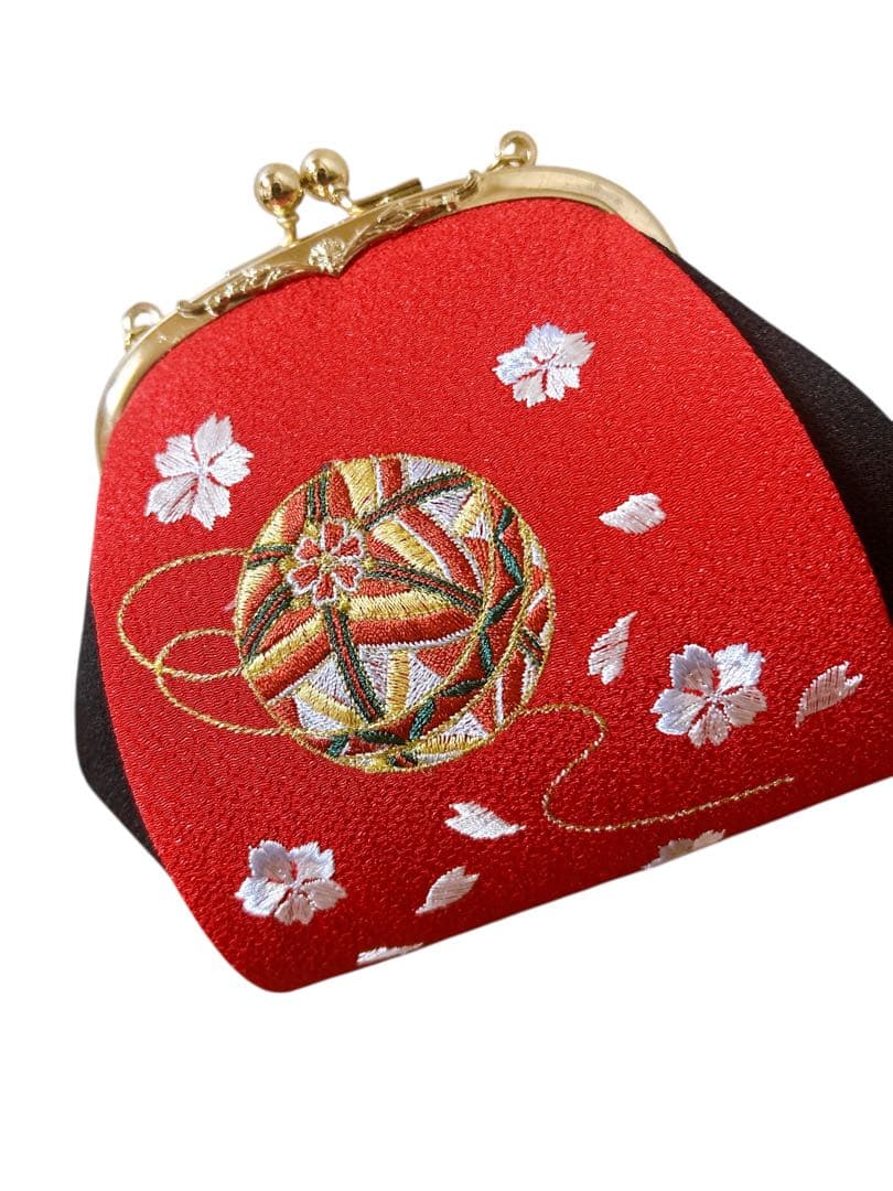 高級品♡七五三　7歳　草履　バッグ　はこせこセット　赤　ちりめん　刺繍入り