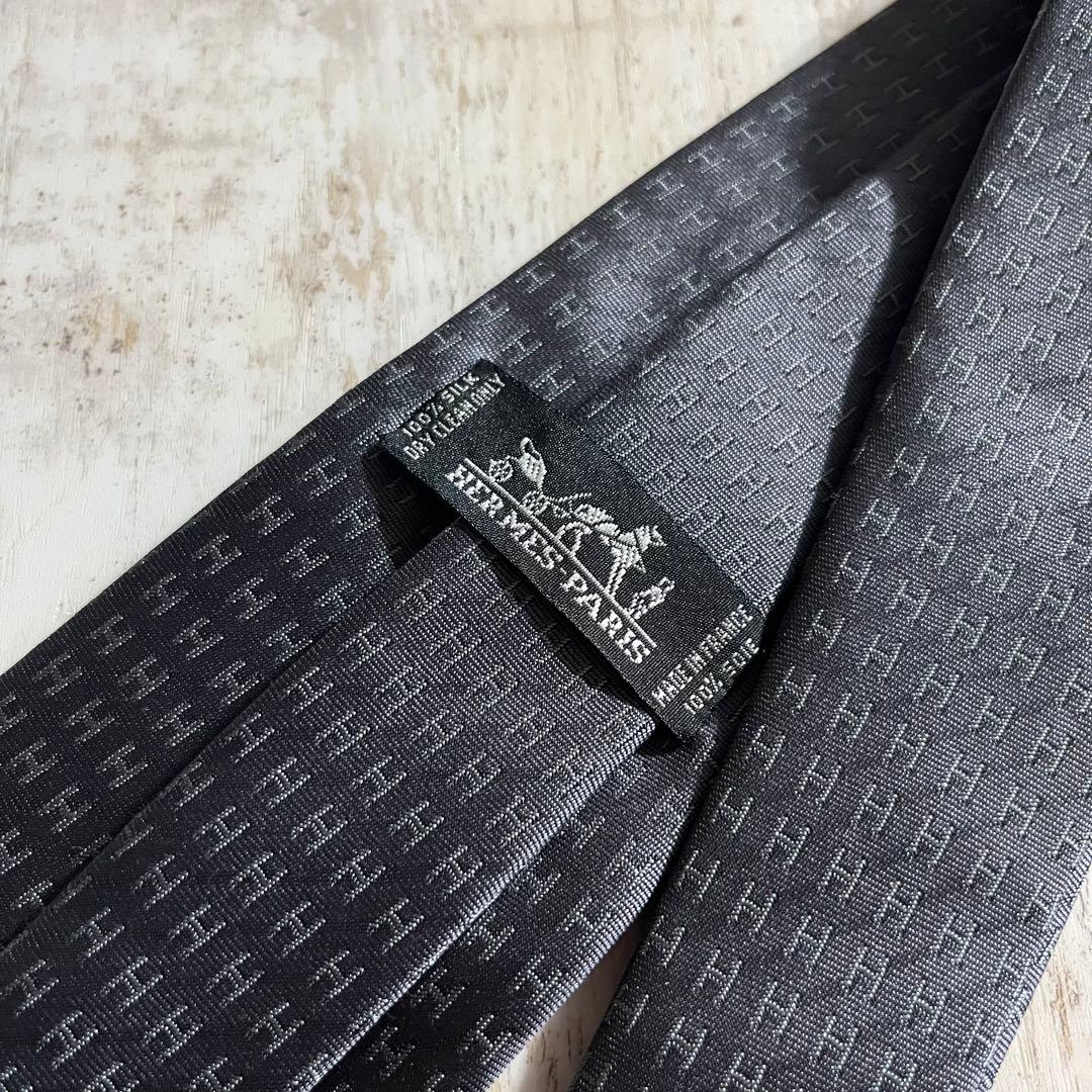 HERMES エルメス H柄 ファソネH フランス製 総柄 シルク ネクタイ