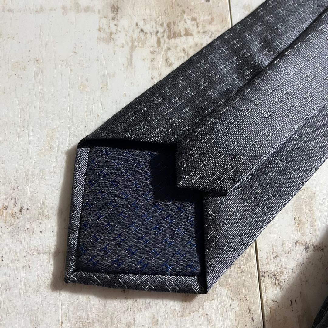 HERMES エルメス H柄 ファソネH フランス製 総柄 シルク ネクタイ