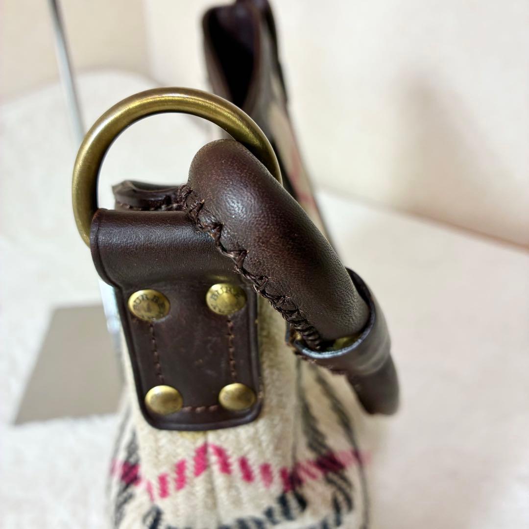 バーバリー ワンショルダーバッグ メガチェック レザー ウール ゴールド金具