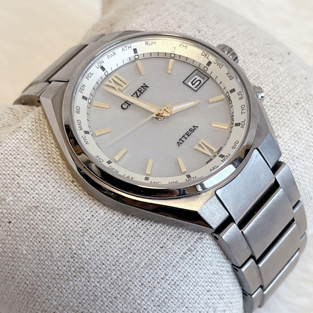 【美品】 シチズン アテッサ エコドライブ メンズ腕時計 CB1120-50C
