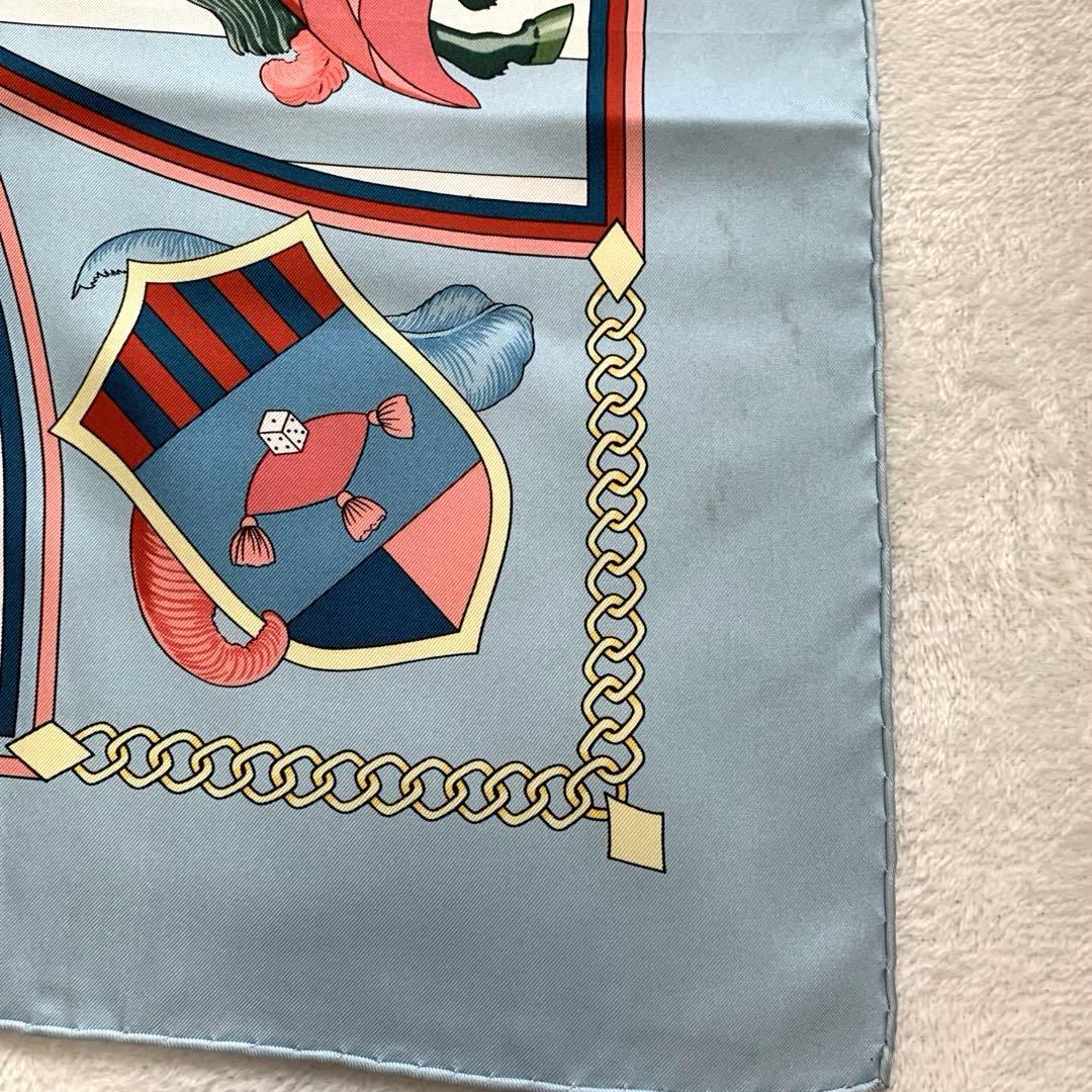 HERMES エルメス　スカーフ　カレ90 ストール　水色　約88㎝　騎士柄