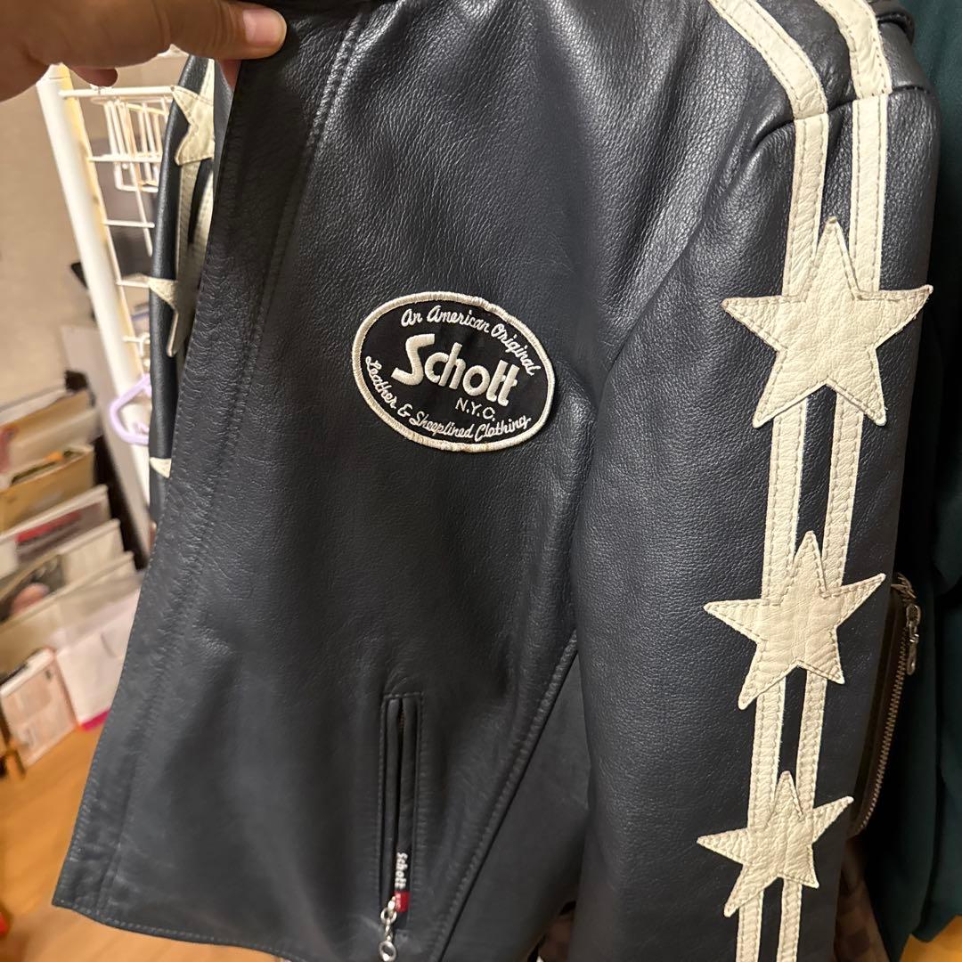 100周年 ショット製クラシックレーサージャケット 星条旗 ライダース　L
