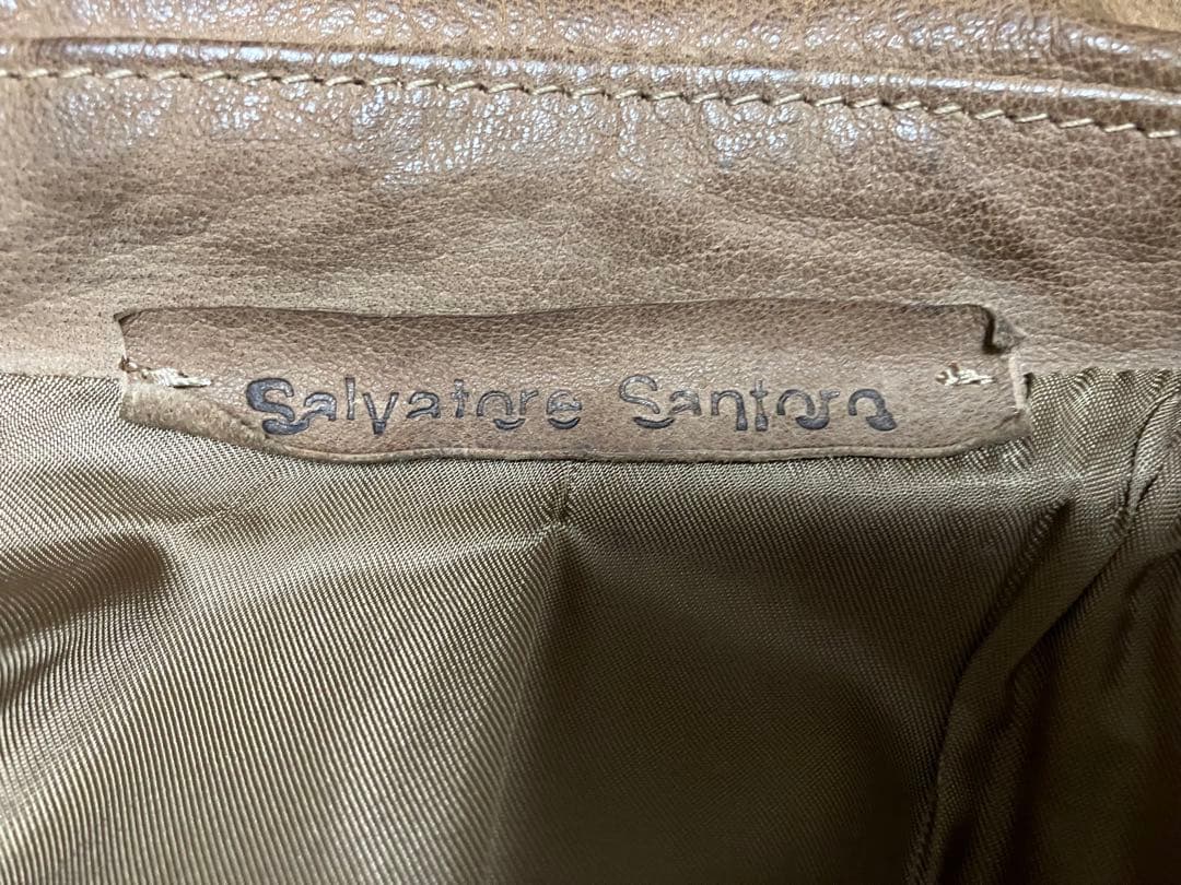 Salvatore Santon ベージュ レザーライダースジャケット
