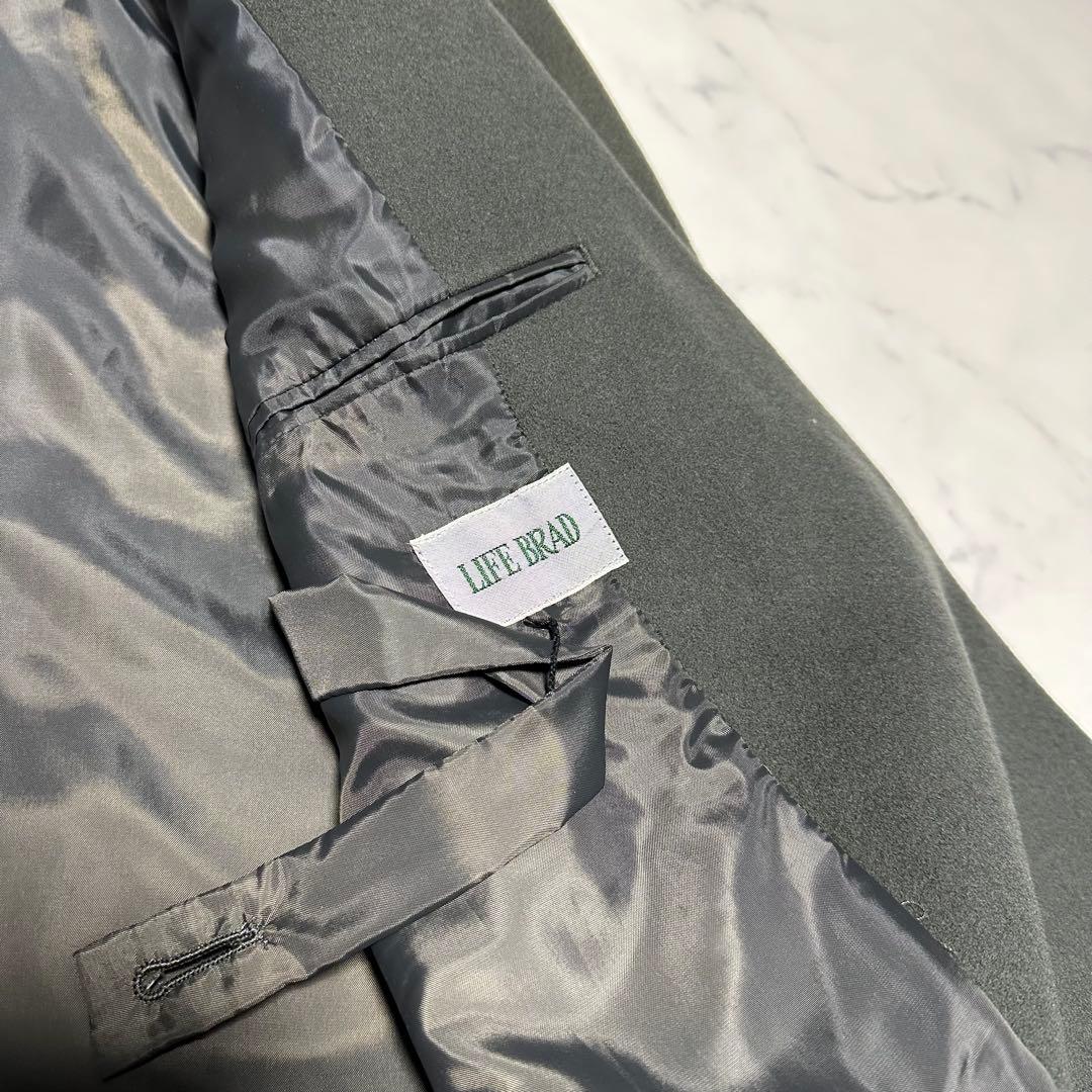 極美品　希少　LIFE BRAD カシミヤ混ダブルチェスターコート　グリーン系