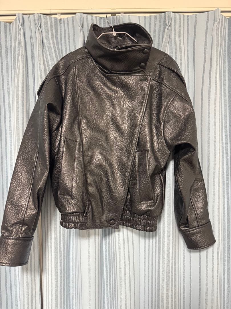 フェイクレザージャケット xs アウター ブラック