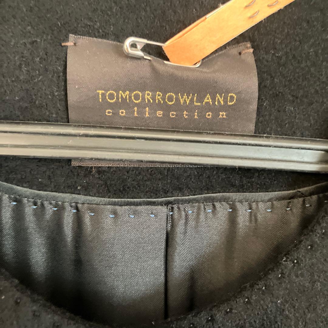 TOMORROWLAND ピュアカシミヤノーカラーコート ブラック