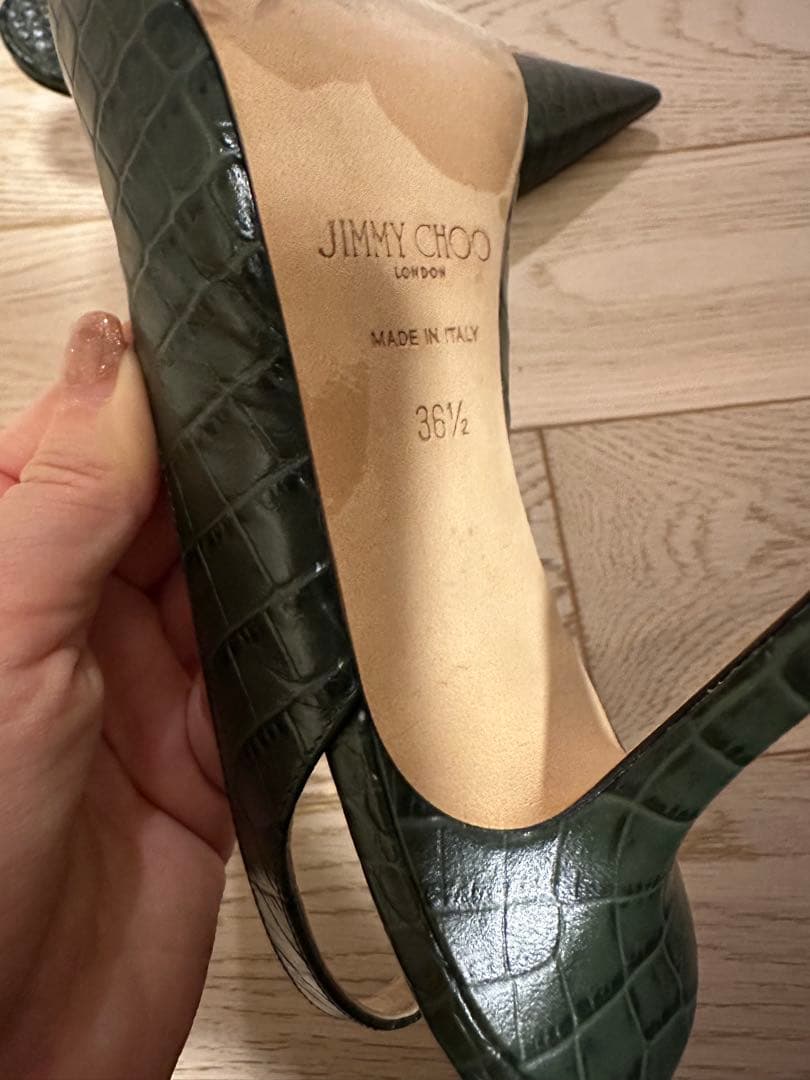 【新品近い】JIMMY CHOO ダークグリーン ハイヒール 36.5