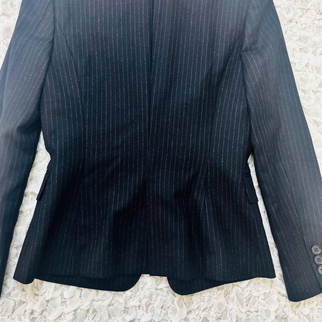iCBアイシービー ストライプウールセットアップパンツスーツ カシミヤ混 ML紺