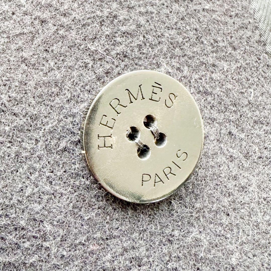 名品 HERMES ウールダッフルコート アウター ショート丈 ブラック 38