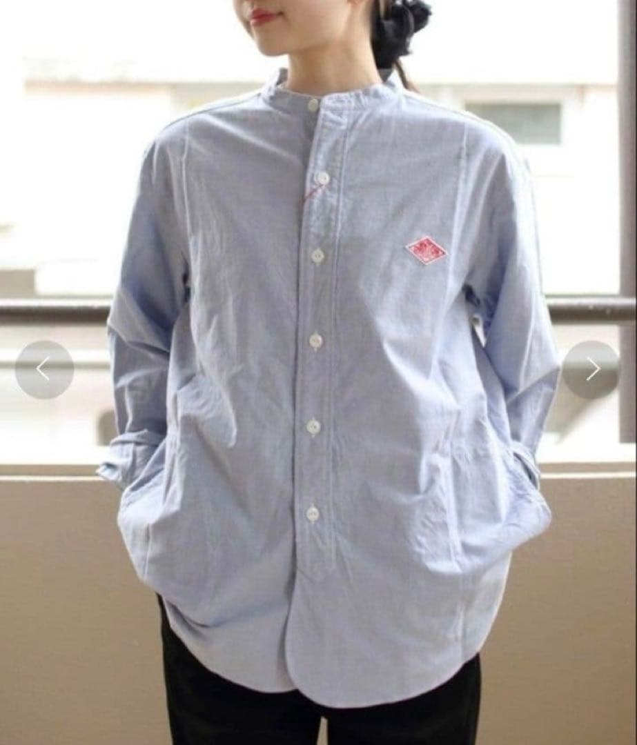 美品 ダントン デニムシャツ バンドカラー オックスシャツ 日本製 40