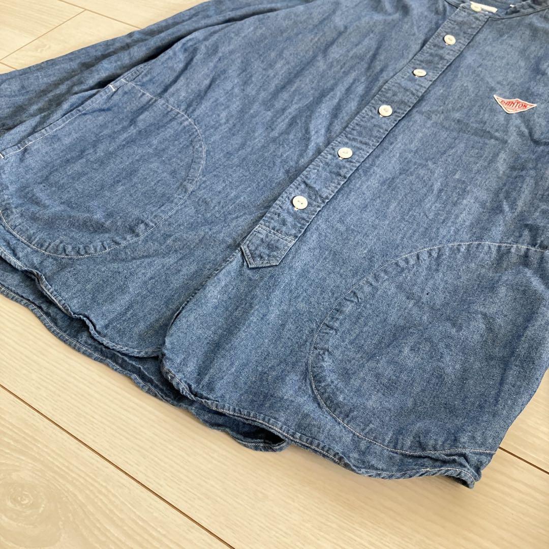 美品 ダントン デニムシャツ バンドカラー オックスシャツ 日本製 40