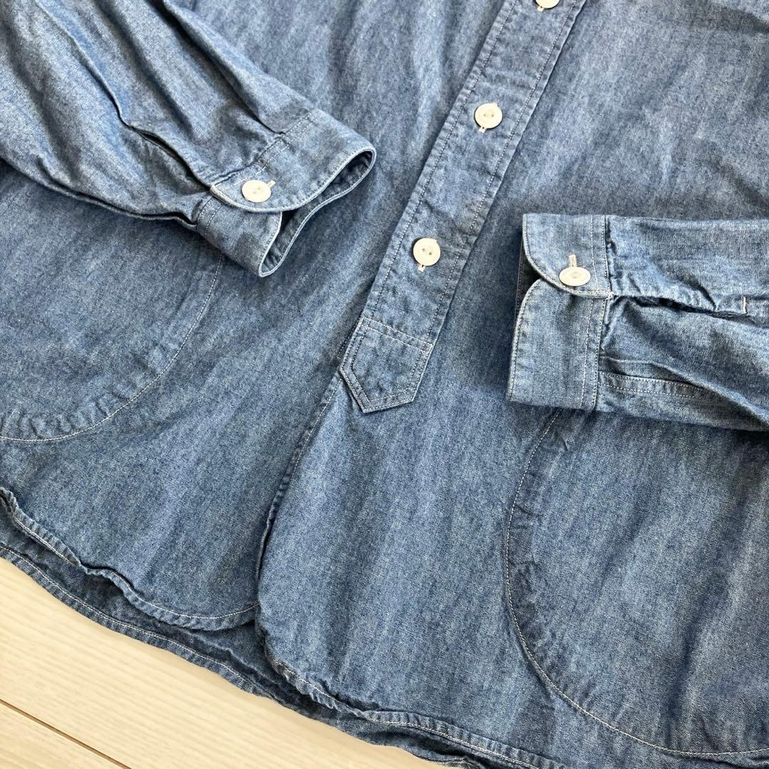 美品 ダントン デニムシャツ バンドカラー オックスシャツ 日本製 40