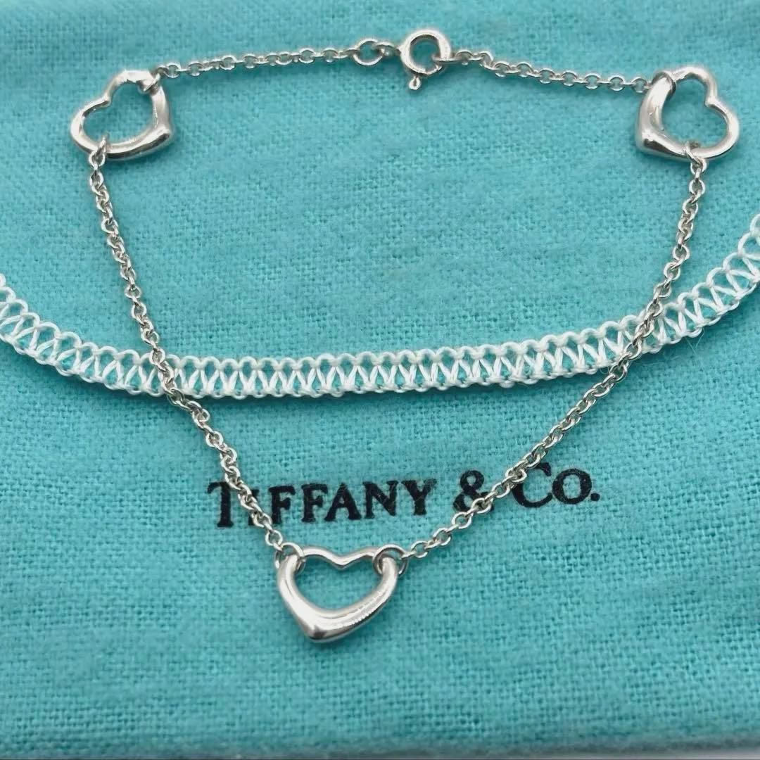 TIFFANY&Co.【美品】3連トリプルオープンハートブレスレット　925