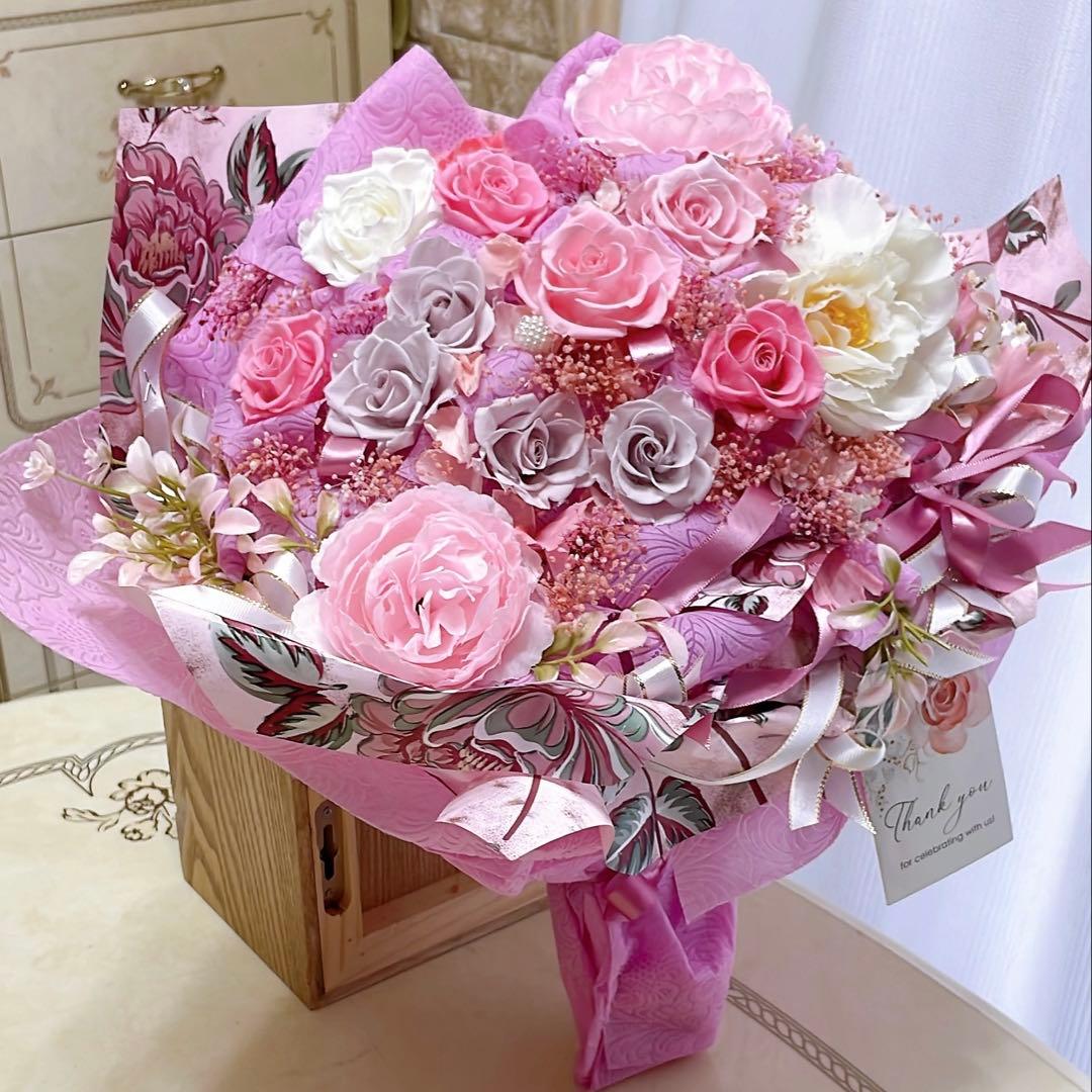 ✨特大✨ボリュームのある花束✨バラプリザ＆アーティフィシャルアレンジメント✨