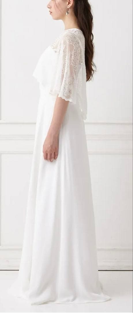 【AIMER】レースケープ付き2WAYホワイトドレス