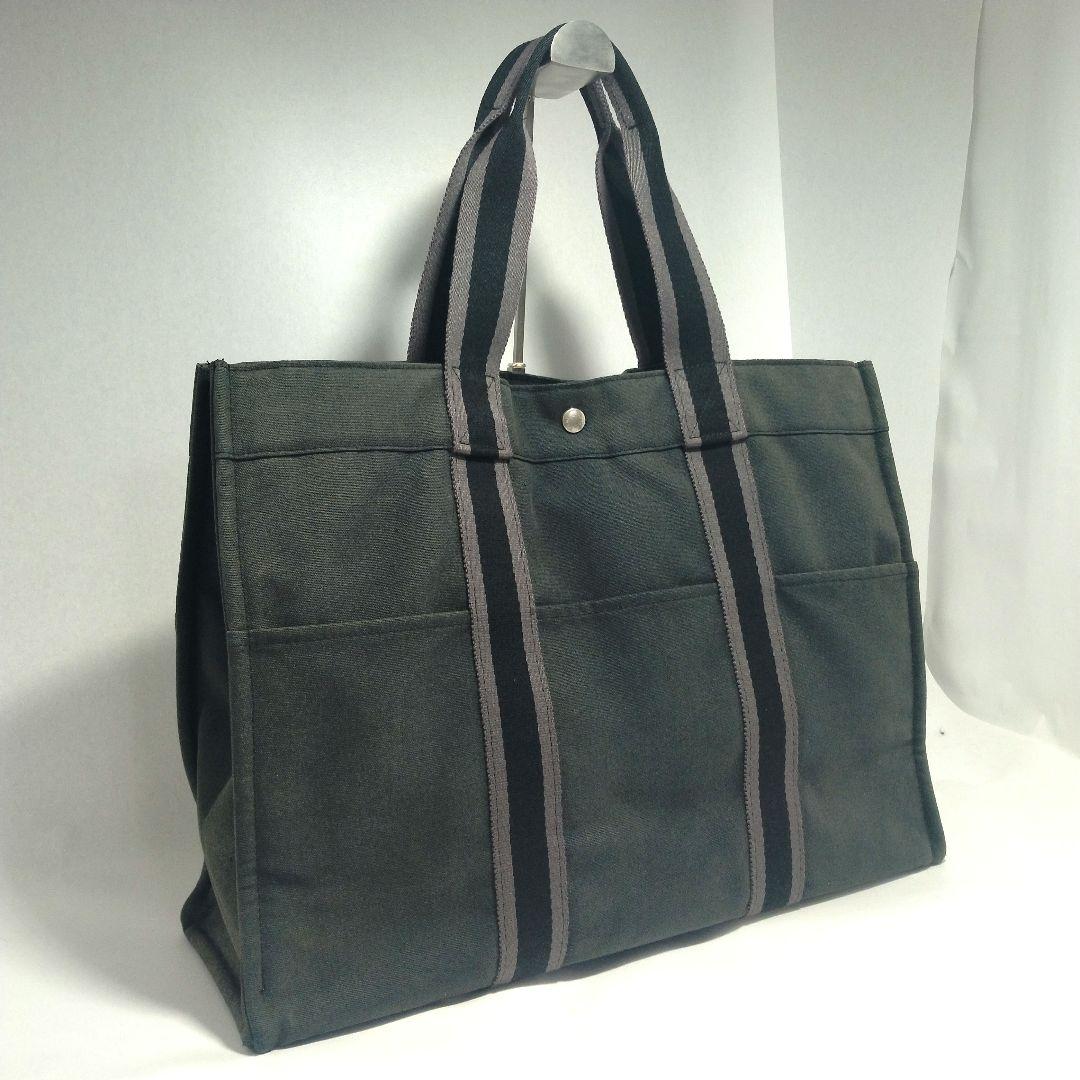 エルメス HERMES フールトゥ GM キャンバス トートバッグ ブラック 黒