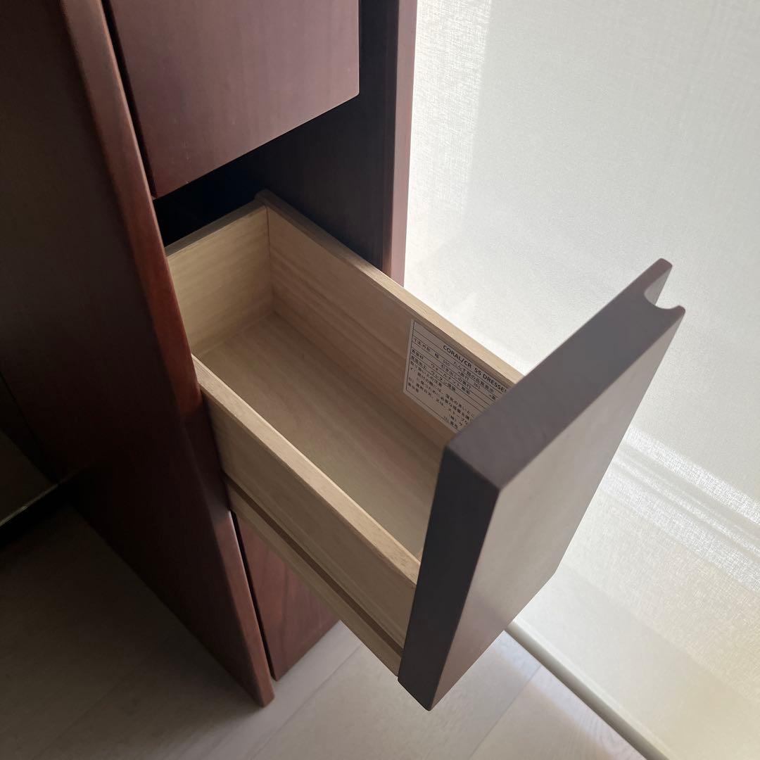 コンパクトスリム全身鏡付きドレッサー