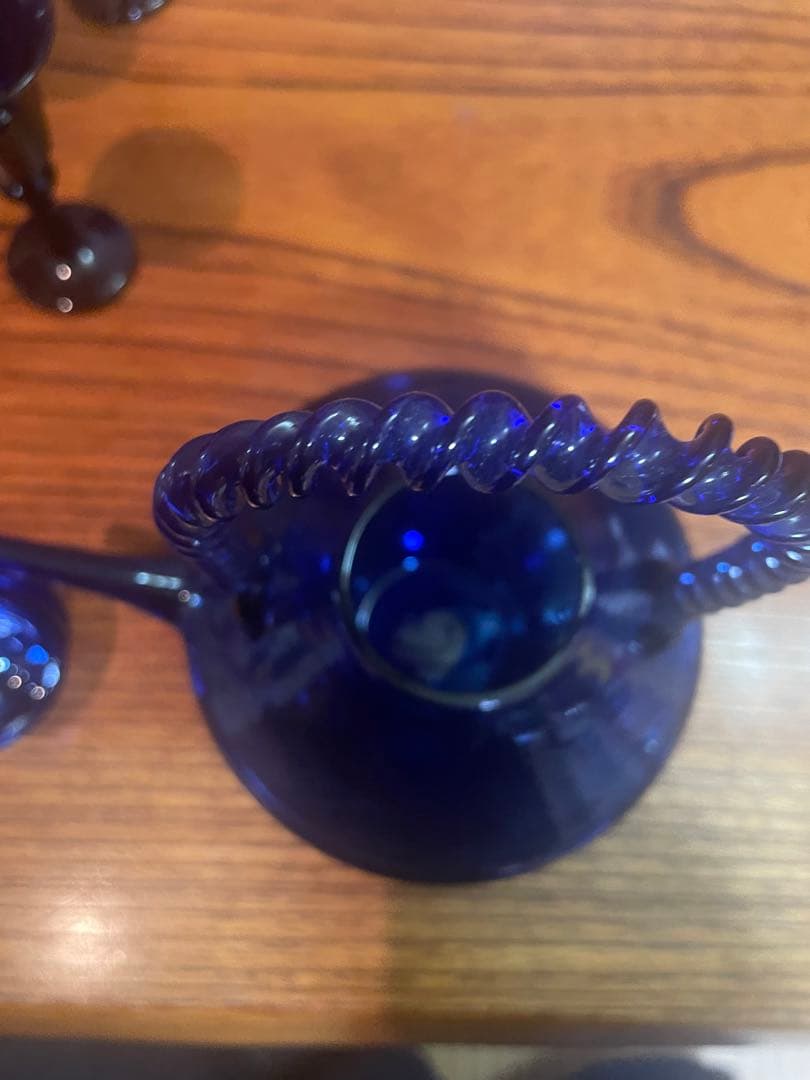 長崎ガラス　瑠璃色ガラス　ちろり×1 杯×5