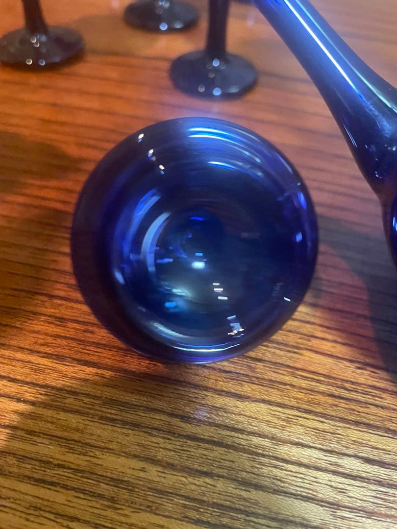 長崎ガラス　瑠璃色ガラス　ちろり×1 杯×5