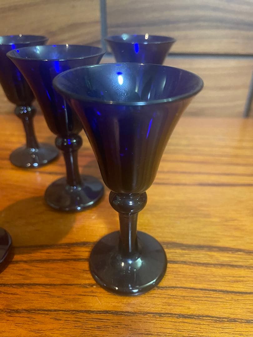 長崎ガラス　瑠璃色ガラス　ちろり×1 杯×5