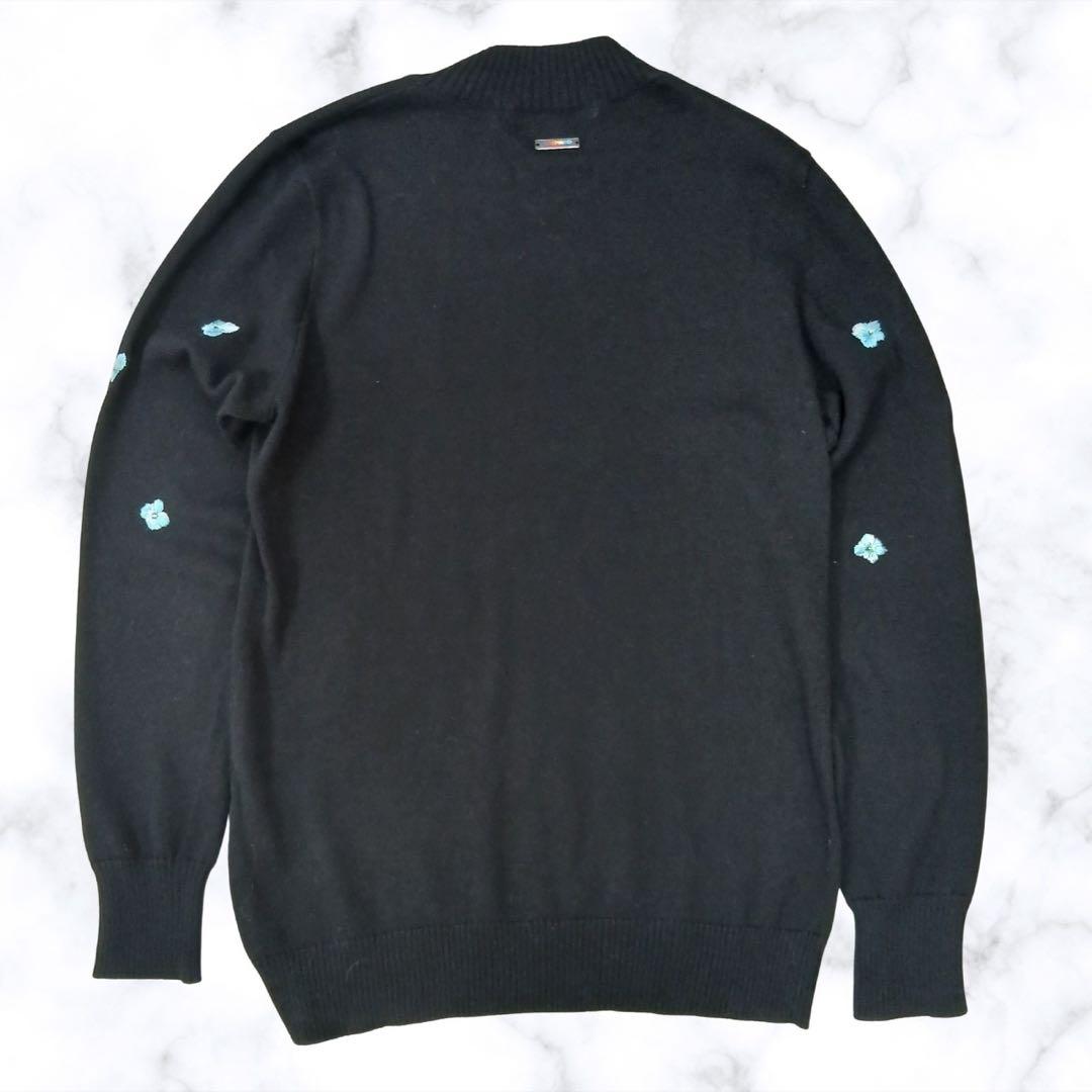 【美品】 LEONARD SPORT カシミヤ シルク刺繍セーター 黒38