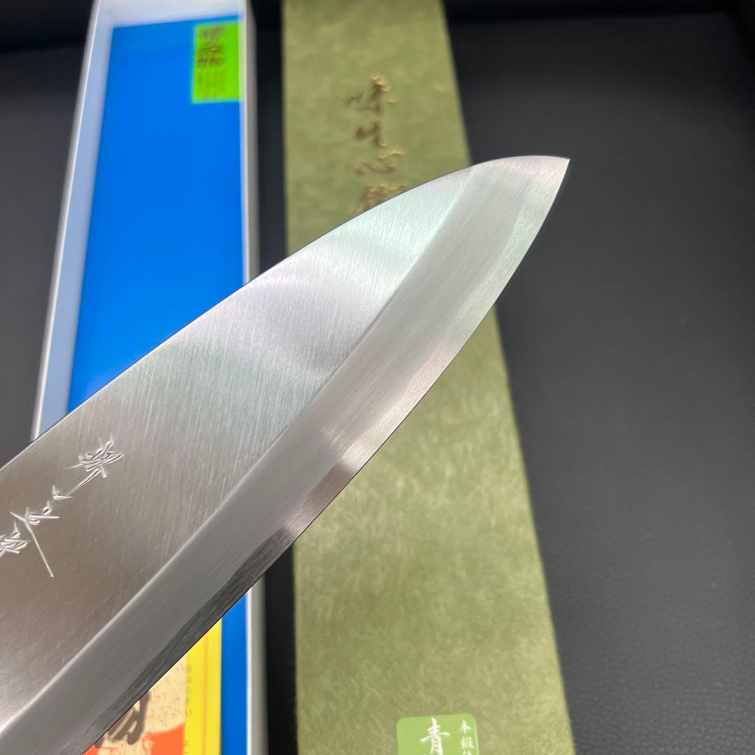 ★新品送料込★堺打刃物青鋼出刃包丁180mm水牛八角柄マチ磨き裏押し右片刃化粧箱