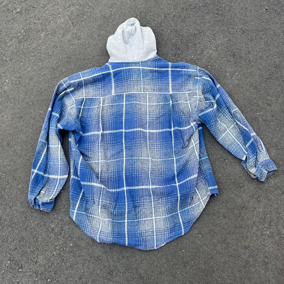90-00s 00s Quiksilver フードネルシャツ オンブレチェック