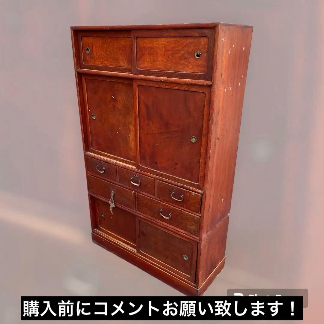 【アンティーク】茶箪笥 水屋箪笥 昭和レトロ 古民具 古家具 ビンテージ