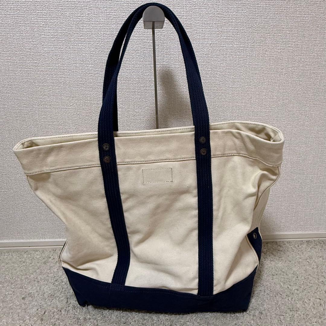 Ralph Lauren 大容量 トートバッグ アイボリー ネイビー　タグ付き