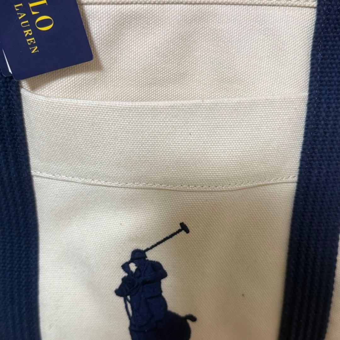 Ralph Lauren 大容量 トートバッグ アイボリー ネイビー　タグ付き