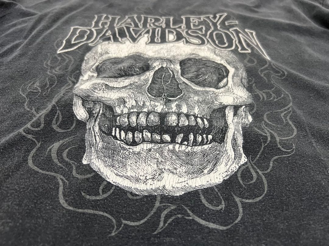 XL HARLEY DAVIDSON 長袖シャツ スカルプリント ヴィンテージ