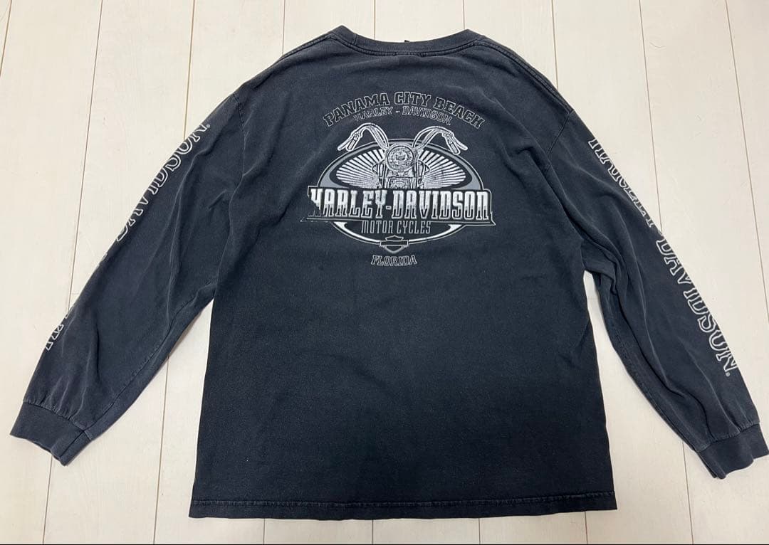 XL HARLEY DAVIDSON 長袖シャツ スカルプリント ヴィンテージ