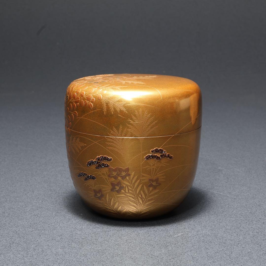 棗　秋草文　清水宗水　金蒔絵　共箱　R1690