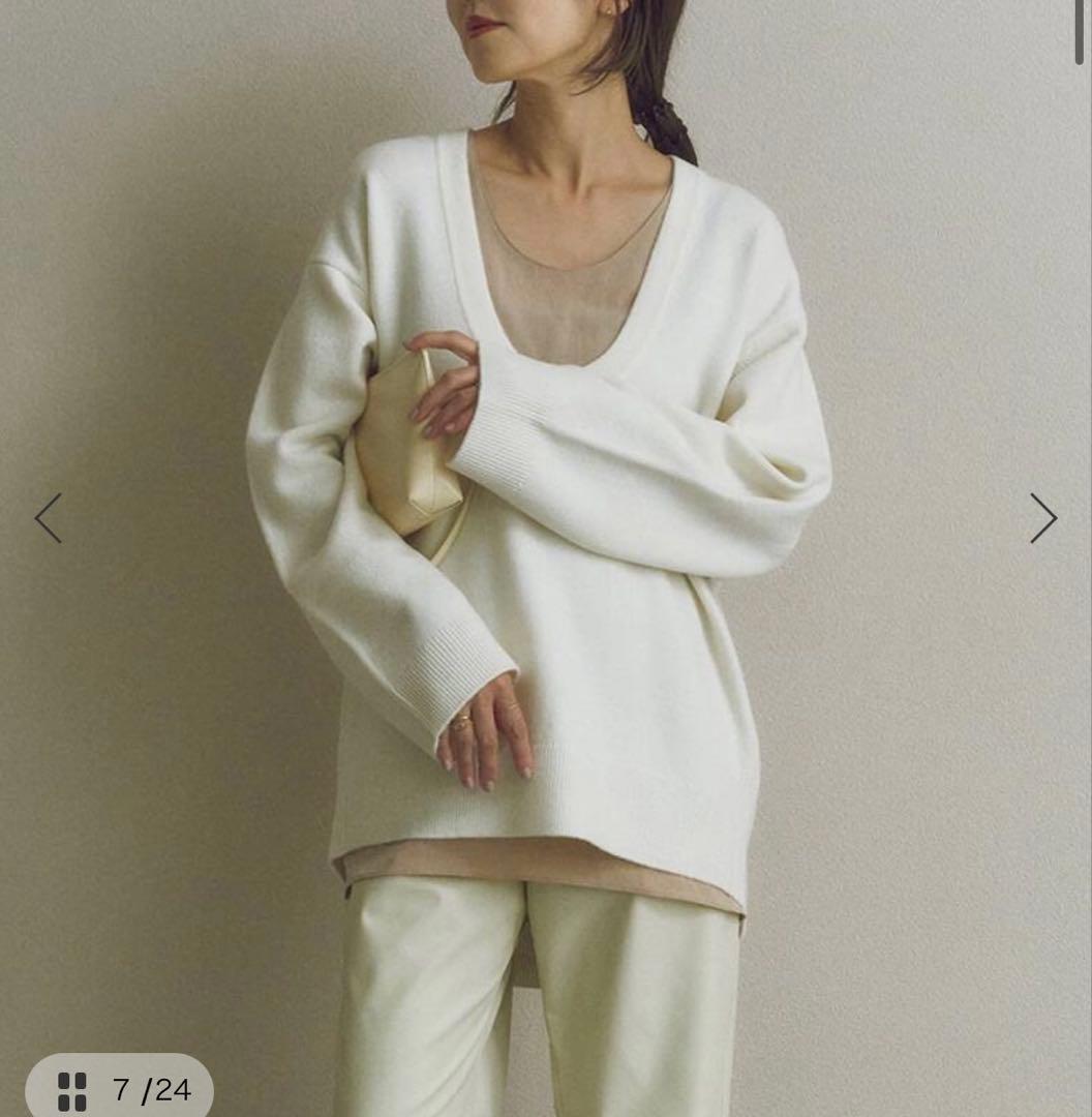 plage MY_Uneck ニット ホワイト　S