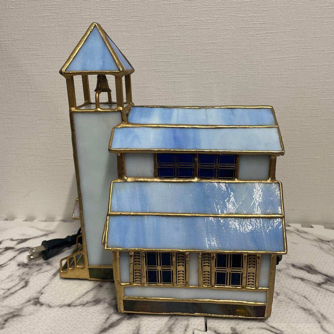 3段階タッチセンサー　オルゴール付き 教会型　ステンドグラス　アンティーク